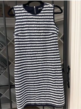 Karl Lagerfeld Navy & White Striped Sleeveless Mini Dress